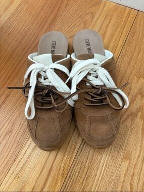 Steve Madden Tan Suede Lace-Up Mule Sneakers